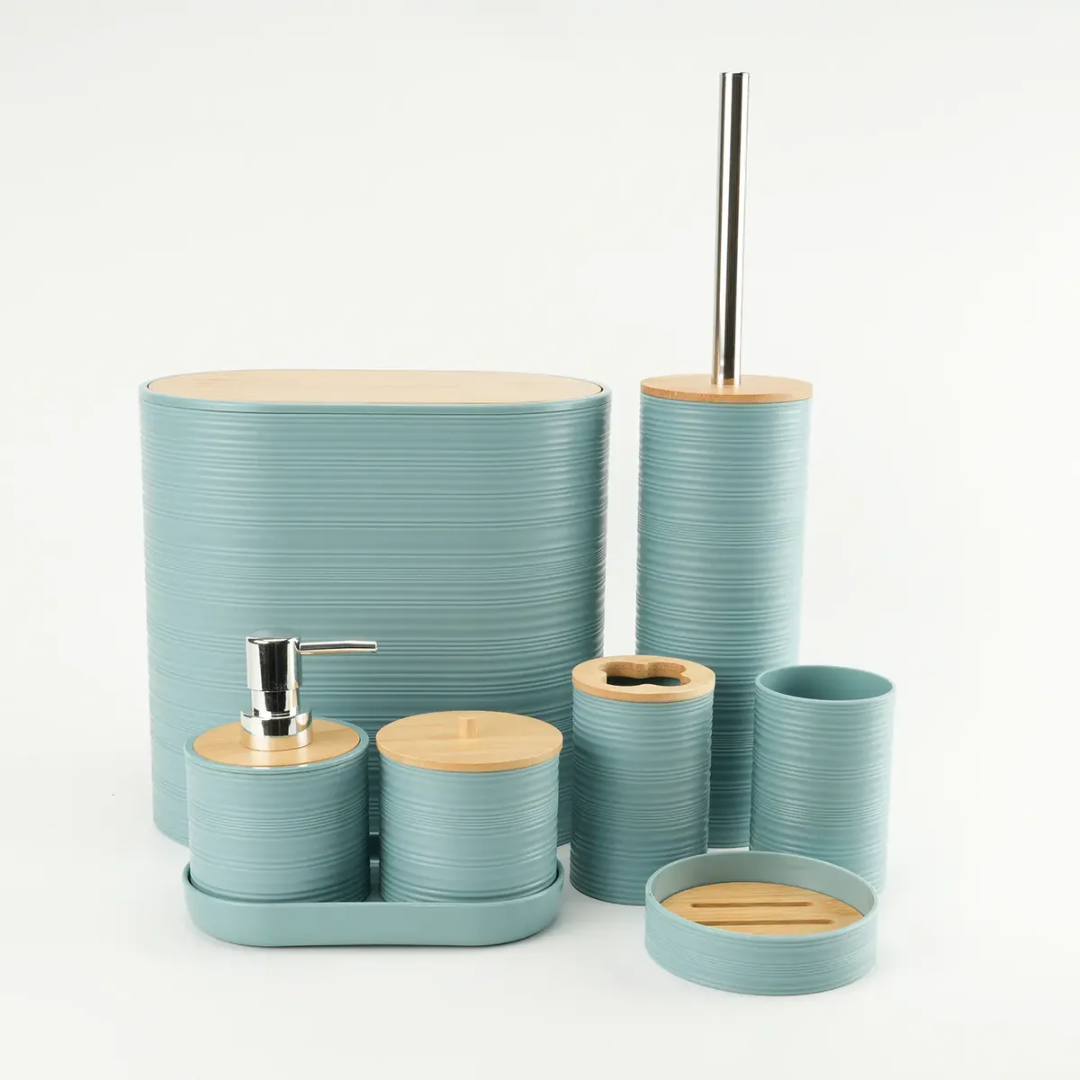 Set Juego De Baño 8 Piezas Bambú Lavado Y Almacenamiento